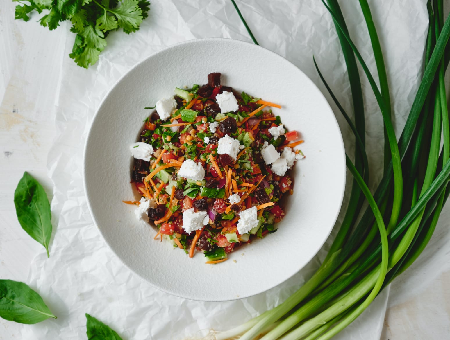 סלט קצוץ עם פטה